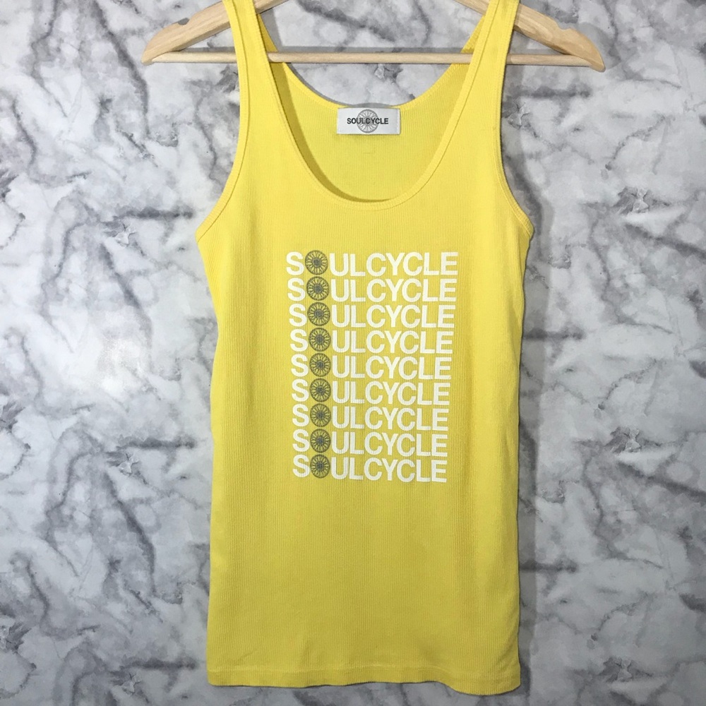 soulcycle Yellow Ribbed Tank